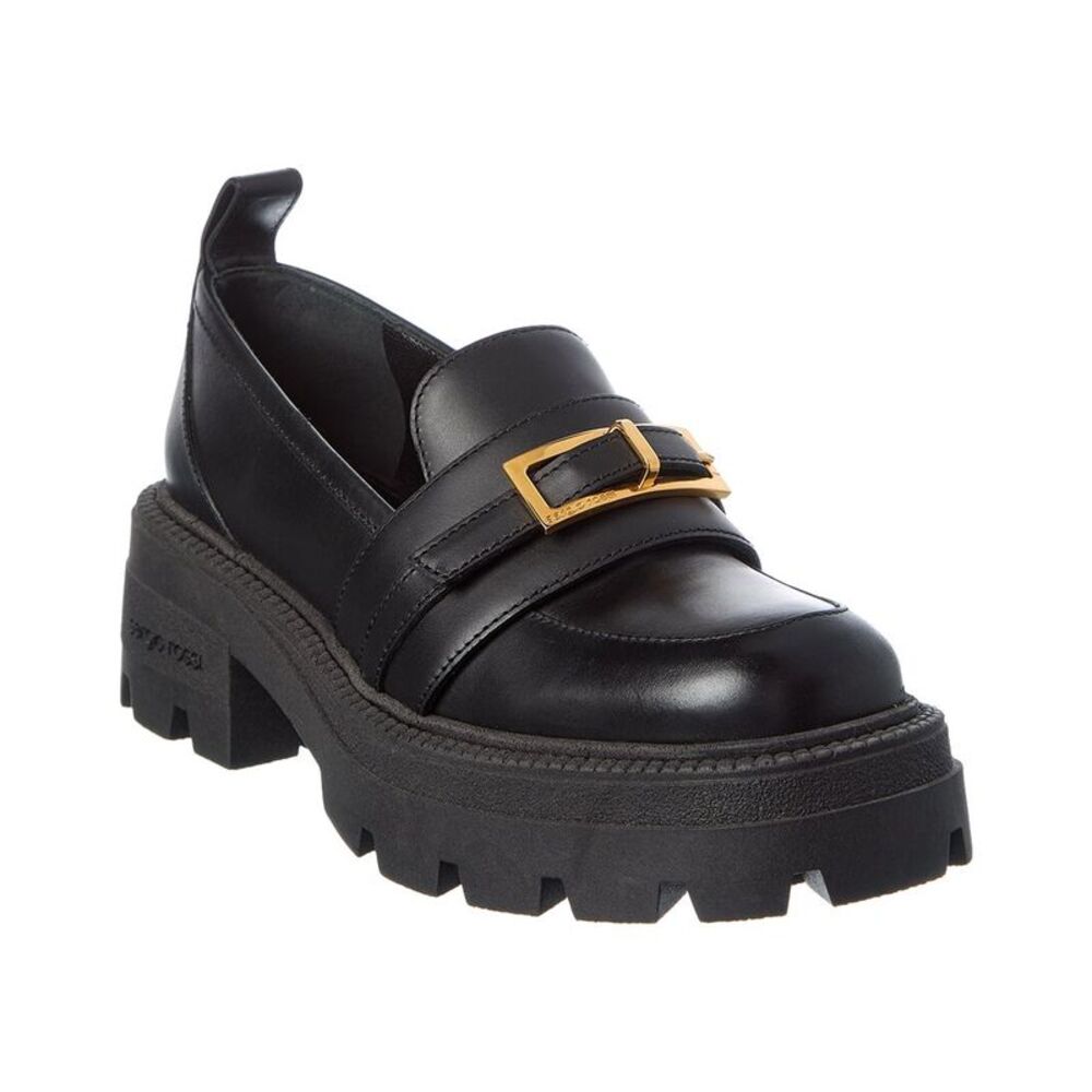 Sergio Rossi Nora 25 Leather Loafer, Black